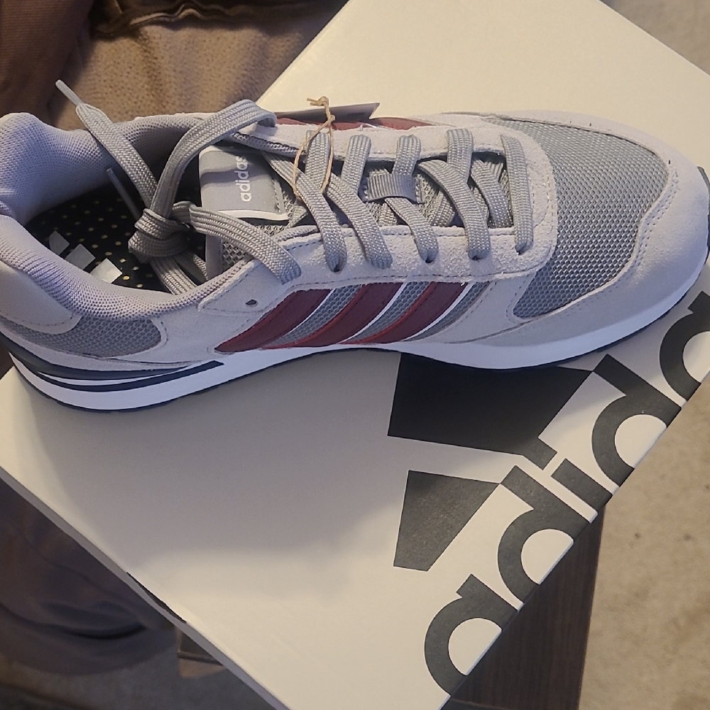 Adidas Gray and Maroon Athletic Shoes